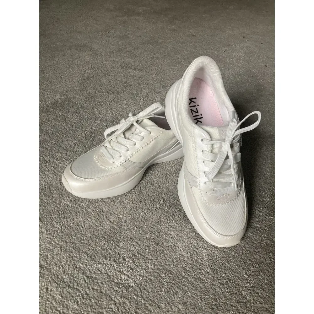 Kizik Women's White Lace-Up Sneakers - Lightweight Everyday Comfort